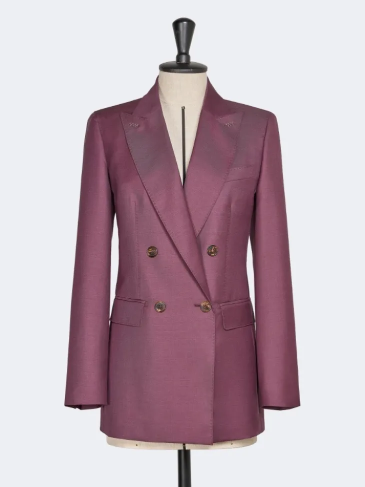 Wool, mohair and silk double-breasted blazer - WINE-COLOURED