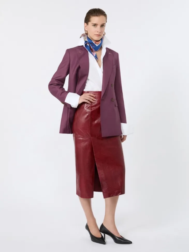Wool, mohair and silk double-breasted blazer - WINE-COLOURED