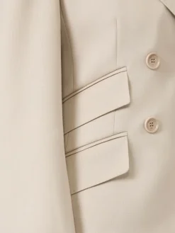 Wool, mohair and silk double-breasted blazer - SAND