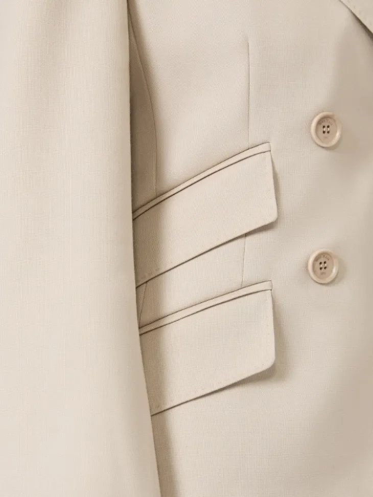 Wool, mohair and silk double-breasted blazer - SAND