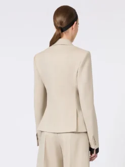 Wool, mohair and silk double-breasted blazer - SAND
