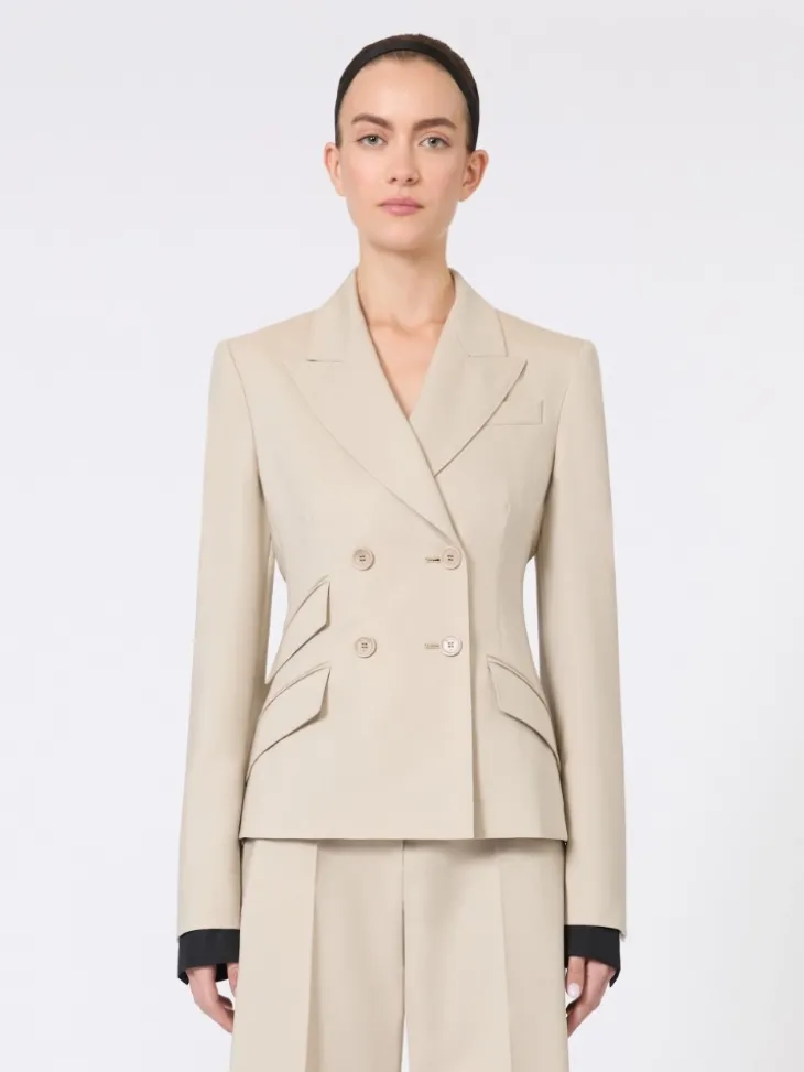 Wool, mohair and silk double-breasted blazer - SAND