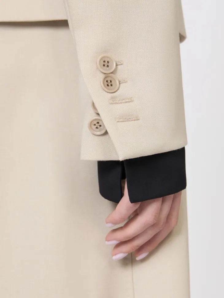 Wool, mohair and silk double-breasted blazer - SAND