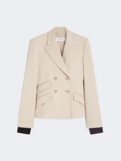 Wool, mohair and silk double-breasted blazer - SAND