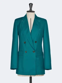 Wool, mohair and silk double-breasted blazer - TURQUOISE