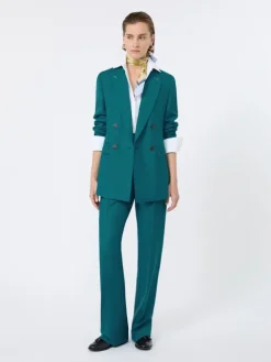 Wool, mohair and silk double-breasted blazer - TURQUOISE