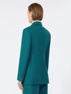 Wool, mohair and silk double-breasted blazer - TURQUOISE