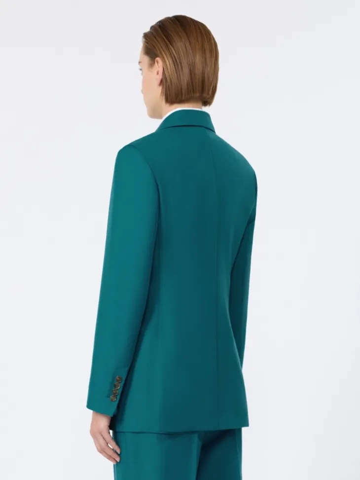 Wool, mohair and silk double-breasted blazer - TURQUOISE