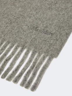 Wool scarf with embroidery - MEDIUM GREY