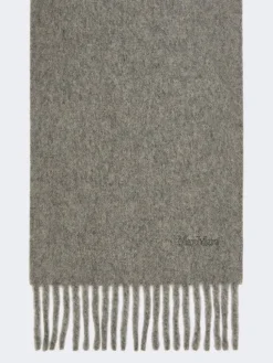 Wool scarf with embroidery - MEDIUM GREY