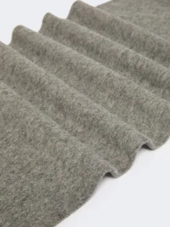 Wool scarf with embroidery - MEDIUM GREY