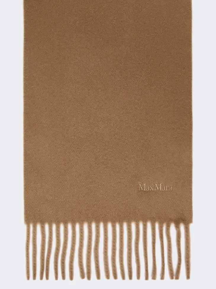 Wool scarf with embroidery - BROWN