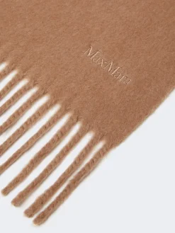 Wool scarf with embroidery - CAMEL