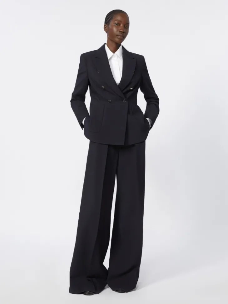 Wool seersucker trousers - ULTRAMARINE