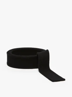 Wool self-tie belt - BLACK