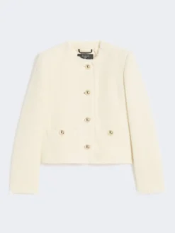 Wool-blend crew-neck jacket - ECRU