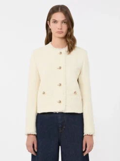 Wool-blend crew-neck jacket - ECRU