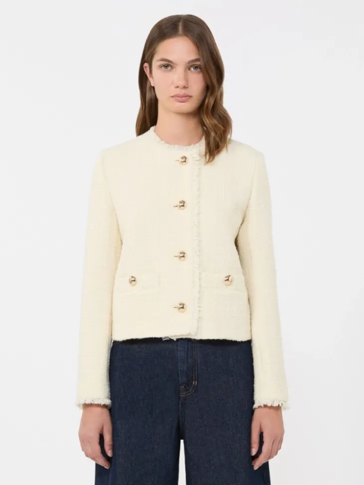 Wool-blend crew-neck jacket - ECRU