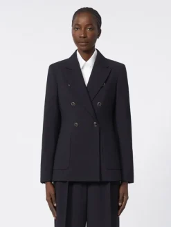 Wool-blend seersucker blazer - ULTRAMARINE