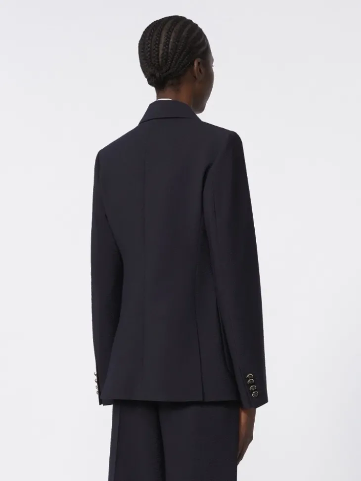 Wool-blend seersucker blazer - ULTRAMARINE