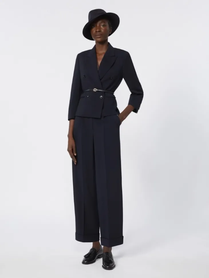 Woollen cloth cropped blazer - ULTRAMARINE