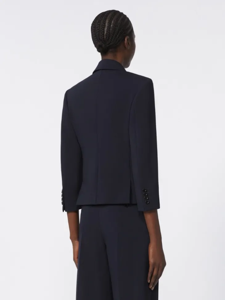 Woollen cloth cropped blazer - ULTRAMARINE