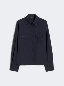 Woollen cloth cropped jacket - NAVY