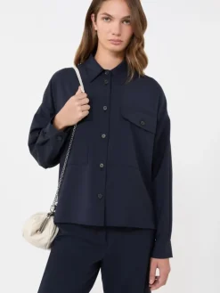 Woollen cloth cropped jacket - NAVY
