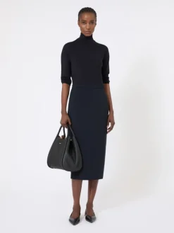 Woollen cloth pencil skirt - ULTRAMARINE