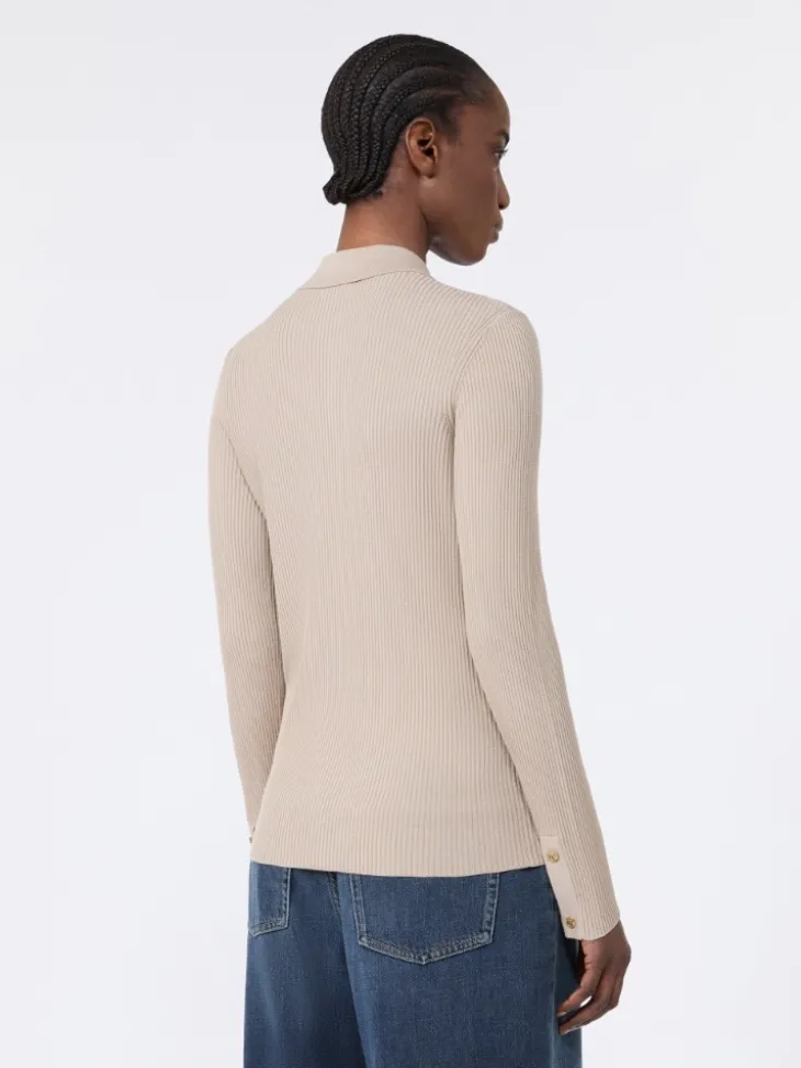 Woollen yarn fitted cardigan - BEIGE