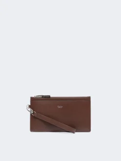 Wrist-strap leather pouch - COCOA