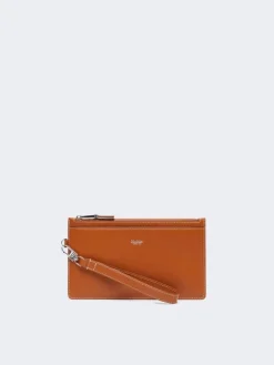Wrist-strap leather pouch - RUST